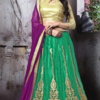 Green & Golden Embroidered Lehengas Choli