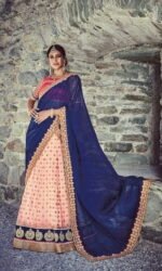 Blue & Golden Sentoon Embroidered Lehengas Choli
