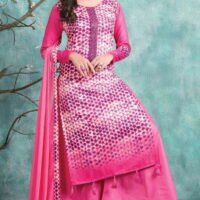 Pink Glace Cotton Embroidered Salwar Suit