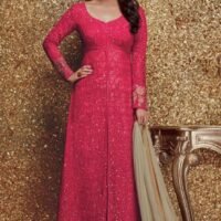 Pink Heavy Gerogette Embroidered Salwar Suit