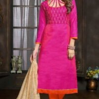 Pink & Orange Santoon Embroidered Salwar Suit