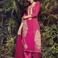 Magenta Georgette Embroidered Party Wear Salwar Suit