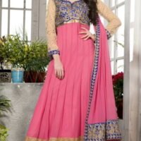 Blue & Pink Sentoon Embroidered Lehengas Choli