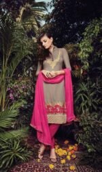 Steel Grey Georgette Embroidered Salwar Suit