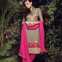 Steel Grey Georgette Embroidered Salwar Suit