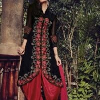 Red and Black Patiala Style Embroidered Salwar Suit