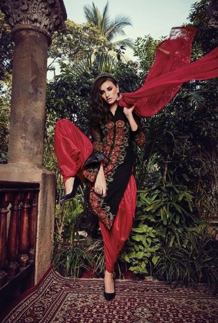 Red and Black Patiala Style Embroidered Salwar Suit - Image 2
