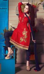 Red Embroidered Salwar Suit