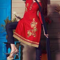 Red Embroidered Salwar Suit