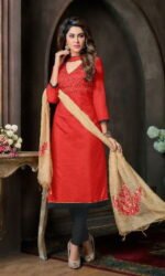 Red & Black Embroidered Salwar Suit