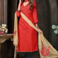 Red & Black Embroidered Salwar Suit