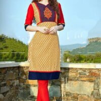 Red & Golden Cotton Embroidered Salwar Suit