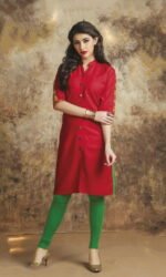 Red & Green  Cotton Embroidered Salwar Suit