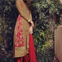 Golden Brown Center-Cut Georgette Party Wear Salwar Suit