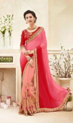 Red & Golden Designer Embroidered Sarees