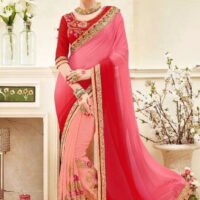 Red & Golden Designer Embroidered Sarees
