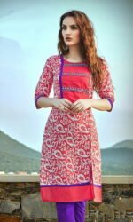 Red Cotton Embroidered Salwar Suit