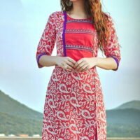 Red Cotton Embroidered Salwar Suit