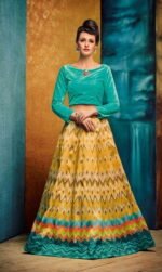 Sky Blue & Golden Designer Embroidered Lehengas