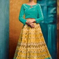 Sky Blue & Golden Designer Embroidered Lehengas