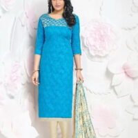Sky Blue Cotton Embroidered Salwar Suit
