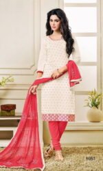 Creem & Red  Pure Cotton Embroidered Salwar Suit