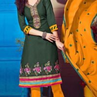 Yellow and Green Embroidered Salwar Suit