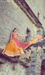 Orange & Yellow  Sentoon Embroidered Lehengas Choli