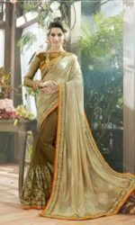 Golden Pure Georegette Embroidered Sarees
